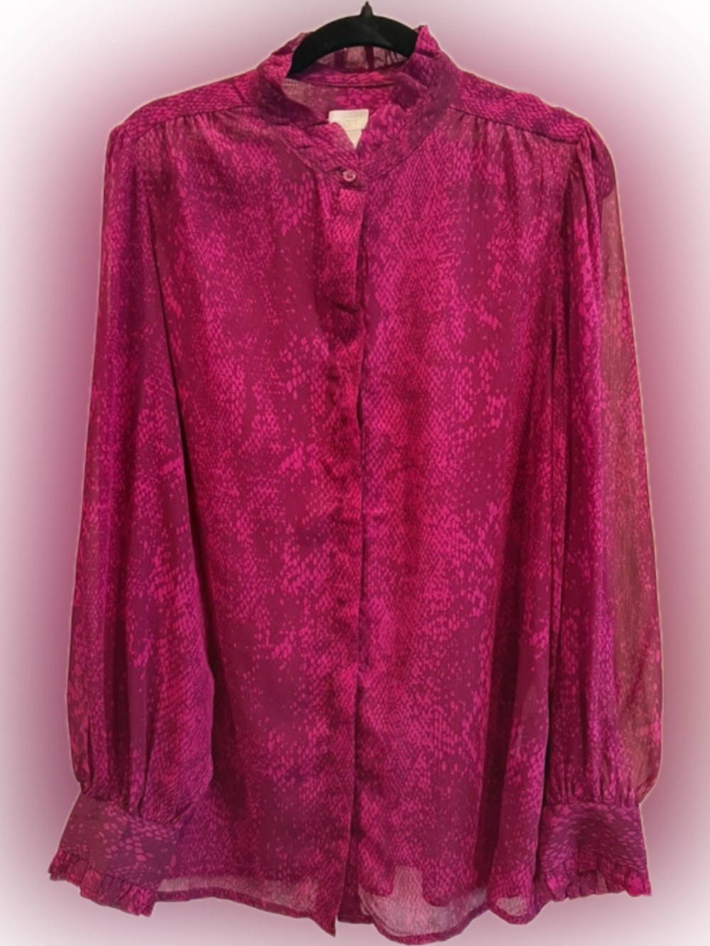Chico's Magenta Sheer Button-Down Blouse